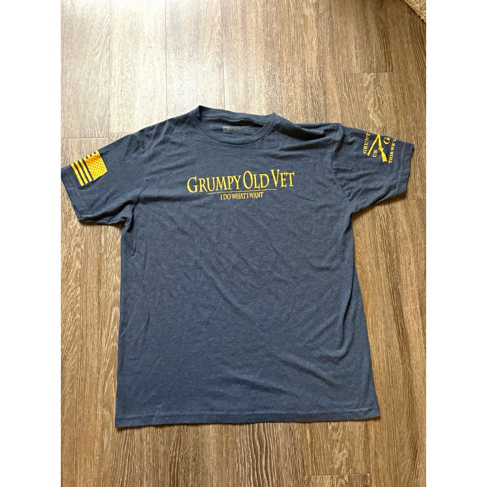 Grunt Style Grumpy Old Vet Graphic T-Shirt Men's XL Gray Crew Neck Tagless